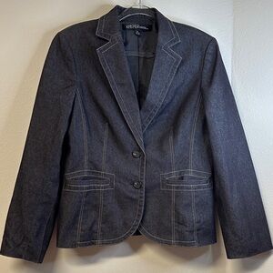 Kasper Essential Sportswear Denim Women's Tailored Blazer Jacket Size 14